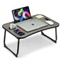 Foldable Lap Desk, Laptop Bed Desk, Portable Lap Table, Laptop Bed Table with Cup Holder & Tablet Slot & Lifting Handle for Working Writing Drawing & Eating - Gray Wood - color: Gray Wood