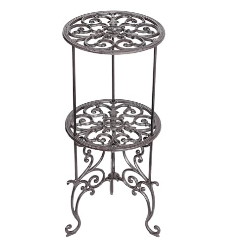 Sungmor Heavy Duty Cast Iron Potted Plant Stand,26-Inch 2 Tiers Metal Planter Rack,Decorative Flower Pot Holder,Vintage & Rustic Style Indoor Outdoor Garden Pots Container Supports - color: 2-Tiers Stand & 26Inch Tall