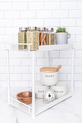 Buzzelli Company 2-Tier Standing Rack Countertop Storage Shelf, Organizer Holder - color: White