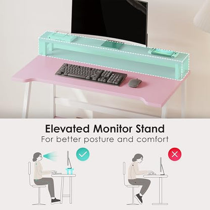 ALISENED 31.5 Inch Small Office Desk with Storage, Small Desk for Small Spaces, Compact Home Office Desk, Mini Study Desk for Bedroom, Pink - color: Pink