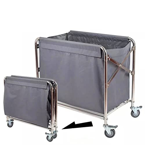 Collapsible Laundry Cart with Wheels Industrial 12 Bushel (400l) Commercial Laundry Hamper Large Heavy Duty Rolling Laundry Basket Waterproof Laundry Trucks for Home Organizer Storage - color: Gray