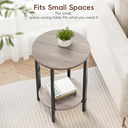 Vagusicc Side Tables Small End Tables, Set of 2 Half Round Side Table for Living Room, 2 Tier Couch Side Table, Small Round Coffee Table Accent Table, Thin Sofa Table Narrow Entryway Table, Grey - color: Greige