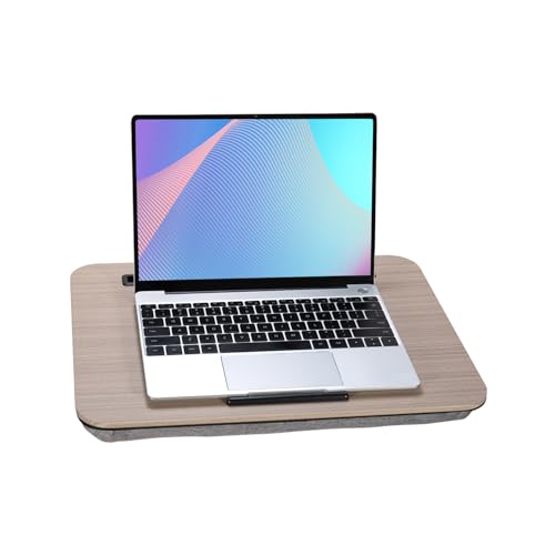 Lap Desk, Portable Laptop Desk Fits Up to 16“ Laptops, with Tablet Slot, Built-in Cushion, Great for Home & Office,Lap Desk with Cushion (Black Wood, Medium) - color: Black Wood, size: Medium