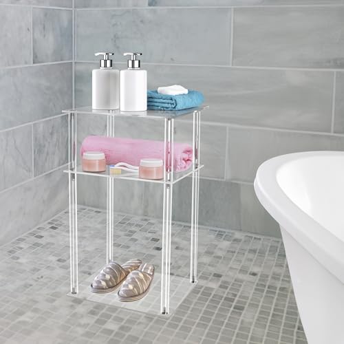 Jusalpha 3-Tier Heavy Duty Acrylic End Tables, Small Nightstand/Side Table for Living Room, Bedroom, Home Accent Side Table, 14''x 11.5''x 23.2'' - size: 3 Tier