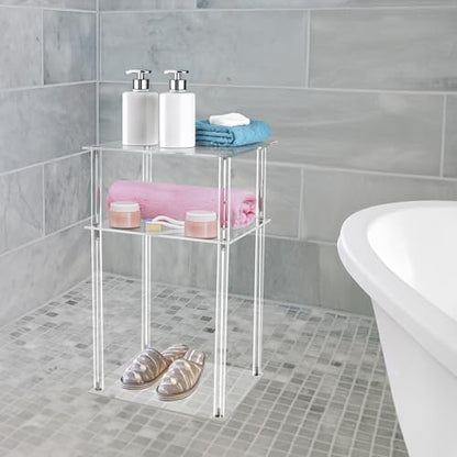 Jusalpha 3-Tier Heavy Duty Acrylic End Tables, Small Nightstand/Side Table for Living Room, Bedroom, Home Accent Side Table, 14''x 11.5''x 23.2'' - size: 3 Tier