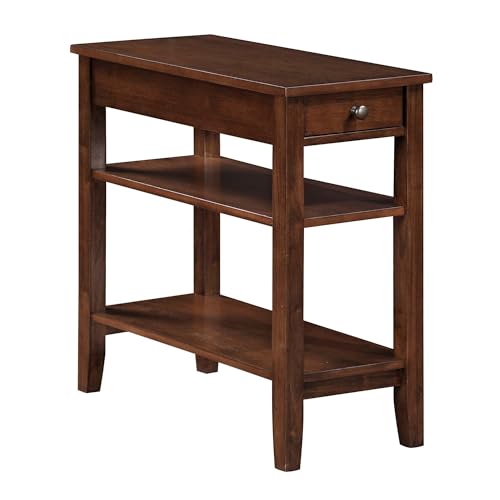 Convenience Concepts American Heritage Chairside End Table with Drawer 23.5" - Classic Living Room Table with Storage Shelf, Bedroom Nightstand, Espresso - color: Espresso