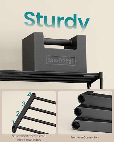 SONGMICS 4-Tier Shoe Rack for Closet, Compact Metal Shoe Organizer Shelf for Entryway, Bedroom, Small Spaces, Stackable, 11.8 x 24.5 x 26 Inches,Black ULSA124BH01 - size: 4 Tiers (24.5"W)