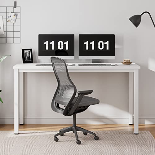 Need 55 Inch Large Computer Desk - Modern Simple Style Home Office Gaming Desk, Basic Writing Table for Study Student, White Metal Frame, White - color: White, size: 55 inches