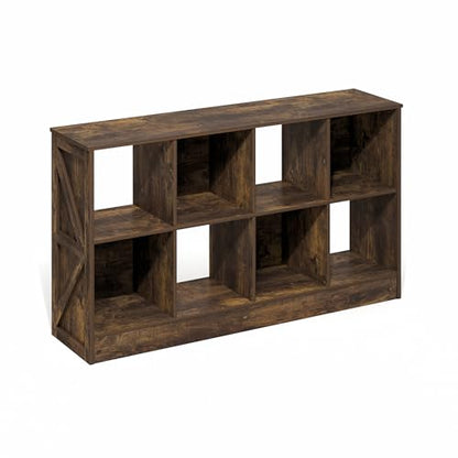 8-Cube Farmhouse Bookcase, Display Bookshelf, Book Shelf, 11.8 x 47.6 x 26.8, for Bedroom, Living Room, Home Office, Amber Pine - color: Amber Pine, size: 8 Cube