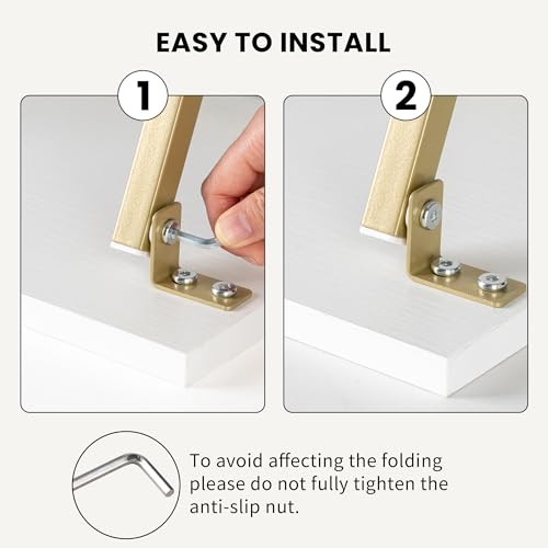 Acovy Foldable TV Trays, Small Folding Table, TV Trays Set of 2, TV Dinner Tray, Side Table for Bed, Couch, Portable Easy to Move, White & Gold - color: White & Gold-2pcs