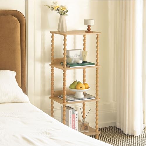 Fultyle Bookshelf, 4-Tier Wooden Bookcase with Open Shelves, Modern Book Shelf for Small Spaces, Bedroom, Living Room and Office with Solid Wood Legs (Rustic Walnut) - color: Rustic Walnut