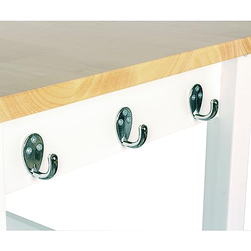 eHemco Kitchen Island Cart on Wheels, White Base | Drawer, Storage Cabinet, Shelf, Natural Solid Hardwood Top - color: White