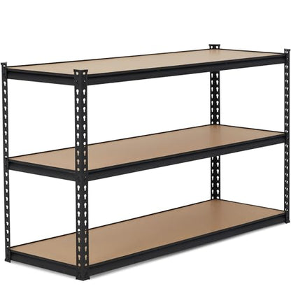 3-Tier Storage Shelving Unit, 60" W x 24" D x 36" H, Carbon Steel Utility Shelves, 1500 lbs Load Capacity, Adjustable Metal Freestanding Garage Shelf for Pantry, Basement, Warehouse, Heavy Duty