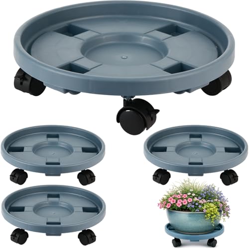 4-pack 16" Extra-large Plant Caddy with Wheels Plastic Plant Dolly with Locking Caster Flower Pot Mover Rollers Wheeled Rolling Plant Stands Round Plant Saucer Indoor Outdoor Base Coasters Gray - color: Gray, size: 16"/ 4 packs