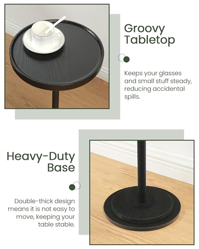 CHOEZON Small Round Side Table, Drink Table for Small Spaces, Pedestal Martini Side Table, Thickened Base, for Living Room, Bedroom, Office, Black TBZ30BB - color: Black