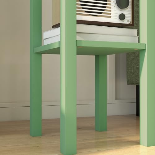 HOMCOM Narrow End Table with Drawer and Bottom Shelf Set of 1 Green | Tall Telephone Table, Skinny Modern Design, for Small Spaces, Living Room - color: Green