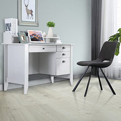 Catrimown Computer Desk with Drawers and Hutch White Desk with Drawer Wood Executive Desk Teens Student Desk Writing Laptop Home Office Desk for Small Spaces, Cream, 47.5''D x 22''W x 36.5''H - color: Cream