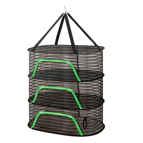 Foldable Drying Net for Vegetables, Fish, and Dehydrated Goods, Multi-Tiered Food Drying Net, Versatile Drying Rack, Windproof Design, Zipper Closure for Insect Protection 3Layer Black - color: Black, size: Triple Layer