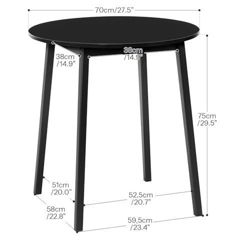 HOOBRO Bamboo Dining Table, Round Dining Table for 2, 27.5" Kitchen Table for Small Space, Writing Table, Easy to Assemble, for Dining Room, Living Room, Office, Kitchen, Apartment, Black BK71CZ01G1 - color: Black