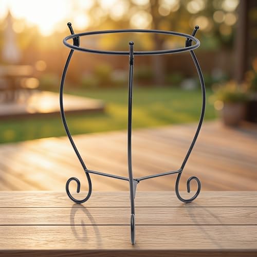 Topadorn Metal Gazing Ball Stand, Garden Globe Holder for 10-12 Inch Gazing Balls, Heavy Duty Weather Resistant Outdoor Display Stand, Black - color: Black