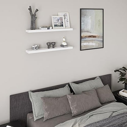 Ballucci Floating Shelves, 36" Wood Wall Shelf Set of 2, with Invisible Brackets for Bathroom, Living Room, Bedroom, Kitchen, Nursery, 6" Deep, White - color: White, size: 35.4 inches