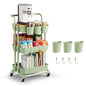 3 Tier Rolling Cart, Multifunctional Storage Cart with Table Top, Lockable Wheels, Heavy Duty Metal Frame Utility Cart for Kitchen, Bathroom, Office, Bedroom (Green) - color: Green
