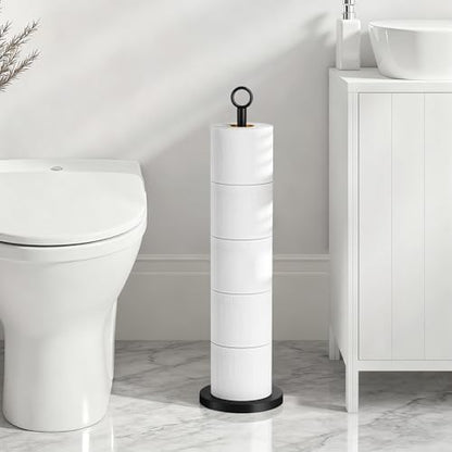 Toilet Paper Holder Stand(with Reserve Function), Free-Standing Spare Rolls Storage Holder, Stainless Steel, Black - color: Matte Black