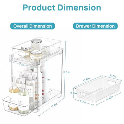 Vtopmart 4 Pack Higher Bathroom Under Sink Plastic Pull-Out Organizer (S-Higher) - color: Transparent, size: S-Higher (4 Pack)