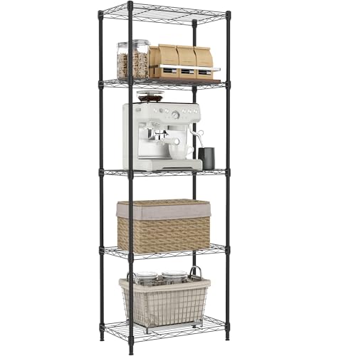 IZEUK 5 Tier Metal Wire Shelf Unit, Black Storage Rack Organizer for Kitchen, Bedroom, Living Room or Laundry Room, 17.7" W x 11.8" D x 55.0" H - color: Black, size: 5Tier，11.8"D × 17.7" W× 55.0"H
