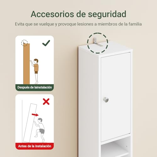 Haotian Tall Bathroom Storage Cabinet, 7.8 x 7.8 x 70.8 in, White | Tall Freestanding Bathroom Storage Cabinet With Adjustable Shelves, Slim Space-Saving Unit For Compact Bathroom, BZR34-W - color: Matte White