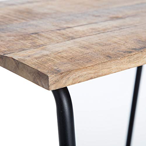ClickDecor Cooper Industrial Side Table, Solid Wood Modern Farmhouse Rustic Accent with Black Metal Hairpin Legs, Living Room Storage, Brown