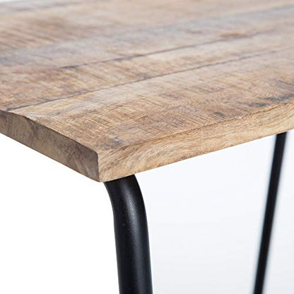 ClickDecor Cooper Industrial Side Table, Solid Wood Modern Farmhouse Rustic Accent with Black Metal Hairpin Legs, Living Room Storage, Brown
