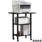 YUFAM 3 Tier Home Printer Stand with Storage, Black | Wooden Mobile Printer Table Shelf, Rolling Printer Cart Shelf with Lockable Wheels fit Fax Machine, Scanner - color: Black, size: 15.75"D×23.65"W×25.7"H