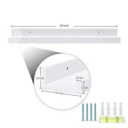 AZSKY 24 Inch Picture Ledge Shelf Floating Shelves Wall Mounted Set of 2 White - color: White, size: 24in set 2