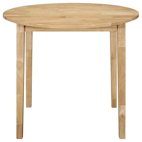 Coaster Home Furnishings 3-Piece Round Wood Dining Room Set Drop Leaf Extension Table Ladder Back Side Chairs Upholstered Seat Cushions Beige and Natural 130006