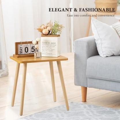 FORAOFUR Side Table, Modern Small End Table, Wood Nightstand for Living Room, Bedroom and Balcony, Rectangular Accent Table Home Decor, Easy Assembly, Natural | Natural wood, modern rectangular, fits living/bedroom/balcony, compact, versatile, sturdy nigh