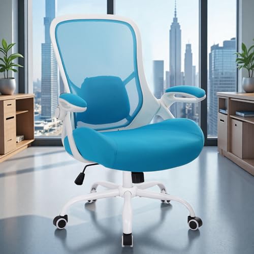 HYLONE 400lbs Heavy Duty Office Chair, 5" Thickened Seat Ergonomic Desk Chair with Adjustable Armrests, Home Office Computer Chairs for Long Hours Mesh Executive Chair(Blue) - color: Blue, size: Thicken Cushion