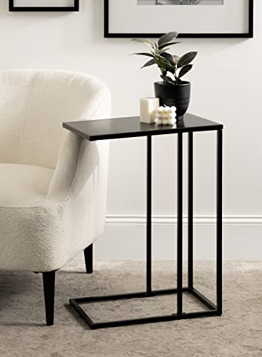 Kate and Laurel Lockhardt Metal Minimal C-Table for Bedroom or Living Room; Black; 19 x 13 x 27; Modern Narrow Side Table for Small Spaces and Bedroom Accent Piece