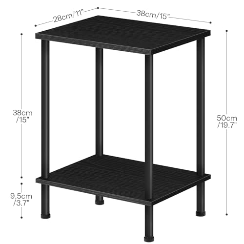 HOOBRO End Table Set of 2, Small Side Table, Nightstand with 2-Layer Storage Shelves, Sofa Table for Small Spaces, Living Room, Bedroom, Stable Frame, Easy Assembly, Black BB09BZP201 - color: Black
