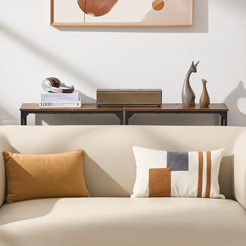 Console Table, Narrow Entryway Table, Thin Sofa Table, Behind Couch Table,for Hallway, Bedroom, Living Room, Foyer, 9.4 x 23.6 x 31.5 Inches, Rustic Brown - size: 9.4" W x 23.6" D, style: Ordinary