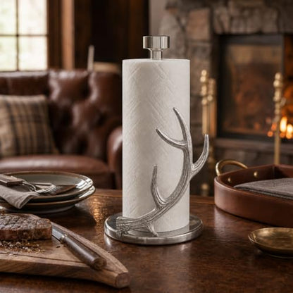 Arthur Court Antler Paper Towel Holder - Decorative Aluminum Metal Stand for Kitchen - 18 Inch Tall - size: Antler