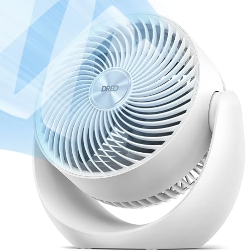 DREO Fan for Bedroom, Table Air Circulator for Whole Room, 11 Inch, 60ft Strong Airflow, 120° adjustable tilt, 20db Low Noise, Quiet, 3 Speeds, Desk Fan for Home,Office, Kitchen - color: White