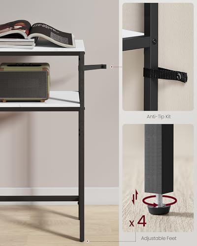 VASAGLE Console Table, 2-Tier Narrow Sofa Table with 2 Shelves, 7.9 x 31.5 x 31.5 Inches, for Living Room, Hallway, Entryway, Marble White and Ink Black ULNT130W59V1 - color: Marble White + Ink Black, size: 31.5"W - Without Power Outlet