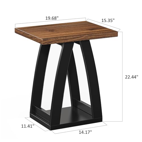 FROMJBEST End Table Set of 2, Side Table Living Room,Nightstand Black&Brown | Sofa Side Table with Shelf, Nightstands Set of 2, Modern End Table for Living Room, Bedroom - color: Brown&black, size: 2