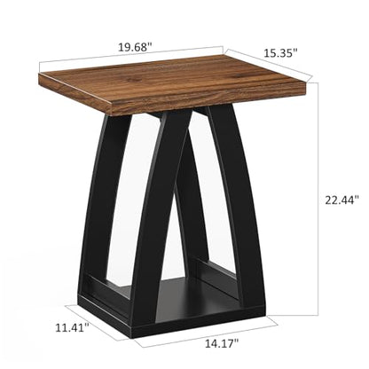FROMJBEST End Table Set of 2, Side Table Living Room,Nightstand Black&Brown | Sofa Side Table with Shelf, Nightstands Set of 2, Modern End Table for Living Room, Bedroom - color: Brown&black, size: 2