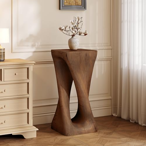 Merax Twist Shape MGO Accent Side Table, Unique Modern End Table with Wide Pedestal & Tabletop, Small Drink Tables for Living Room, Bedroom Night Stand Bedside Table, No Assembly Required, Brown - color: Brown, size: Twist Shaped