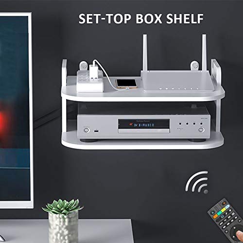 Floating Shelf for TV Components, White Floating TV Stand Wall Mounted Media Console Shelf Mini Storage Box Router Shelfs for Home(Color:White)