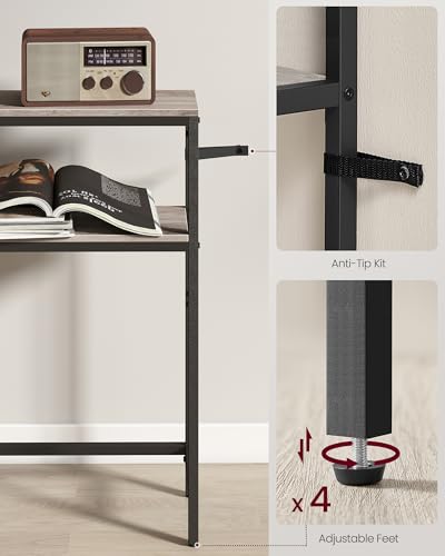 VASAGLE Console Table, 2-Tier Narrow Sofa Table with 2 Shelves, 7.9 x 31.5 x 31.5 Inches, for Living Room, Hallway, Entryway, Heather Greige and Ink Black ULNT130K02V1 - color: Heather Greige + Ink Black, size: 31.5"W - Without Power Outlet