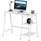 SHW 43-Inch Home Office Trestle Computer Desk with Open Storage Shelves, White - color: White