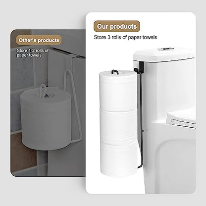 Black Bathroom Toilet Paper Roll Holder for 3 Rolls Tissue, Brushed Nickel, Over The Tank, Self-Adhesive Wall Mount, Stainless Steel (2Pcs) - color: F:hold 3 Rolls Tissue(2pcs,black)